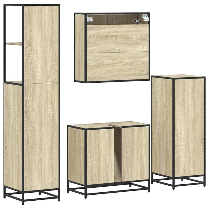 Set de mobilier de baie din 4 piese din lemn de stejar Sonoma WALTI