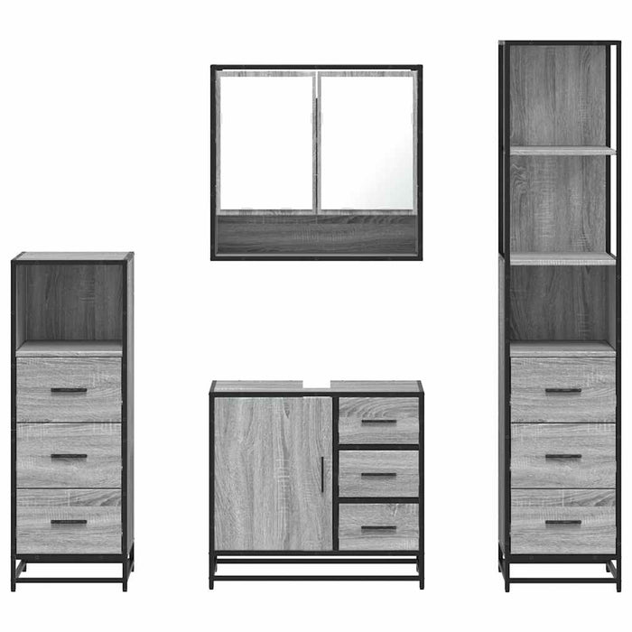 Set de mobilier de baie 4 piese Lemn stratificat gri Sonoma WALTI