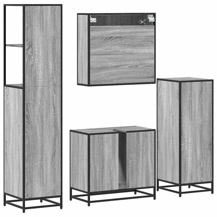 Set de mobilier de baie 4 piese Lemn stratificat gri Sonoma WALTI