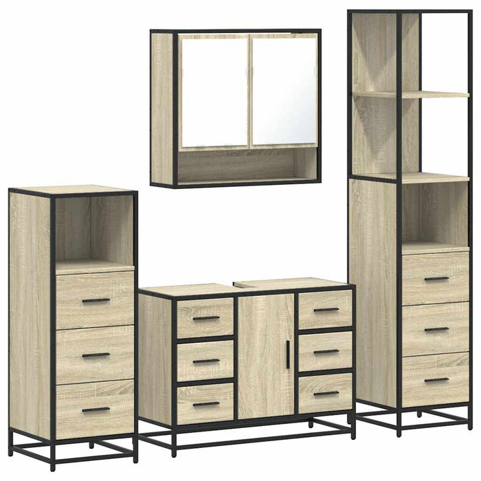 Set de mobilier de baie din 4 piese din lemn de stejar Sonoma - WALTI WALTI
