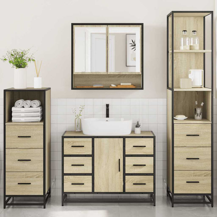 Set de mobilier de baie din 4 piese din lemn de stejar Sonoma - WALTI WALTI