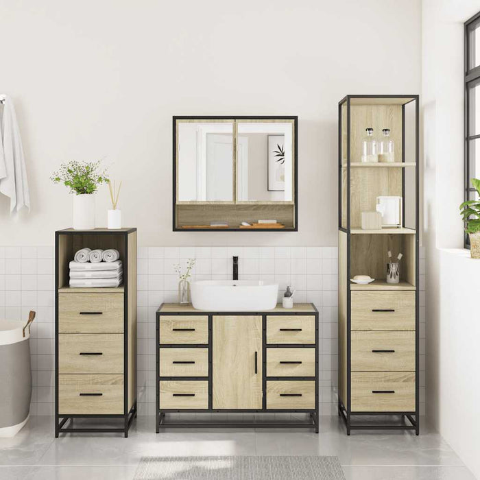 Set de mobilier de baie din 4 piese din lemn de stejar Sonoma - WALTI WALTI