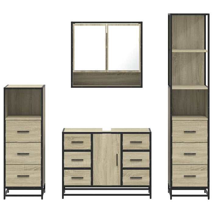 Set de mobilier de baie din 4 piese din lemn de stejar Sonoma - WALTI WALTI
