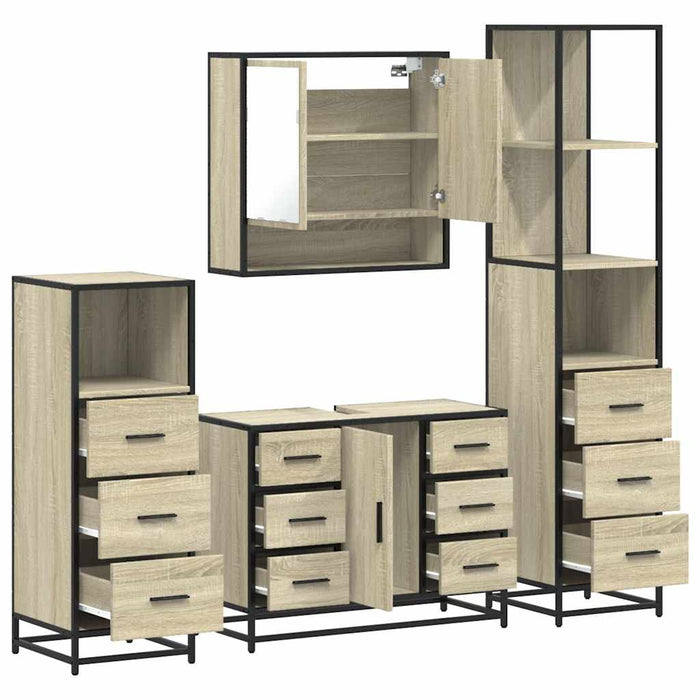 Set de mobilier de baie din 4 piese din lemn de stejar Sonoma - WALTI WALTI