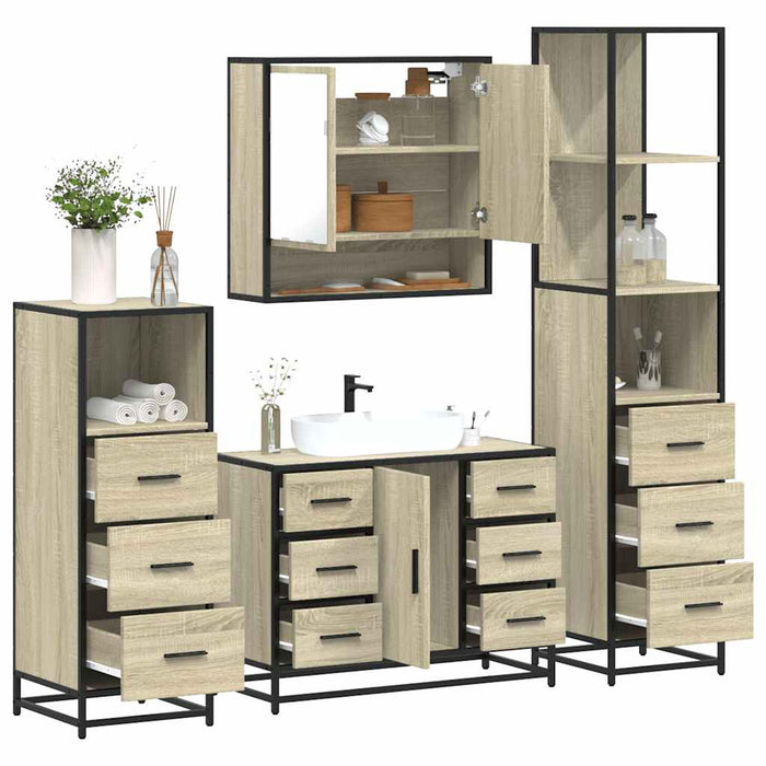 Set de mobilier de baie din 4 piese din lemn de stejar Sonoma - WALTI WALTI