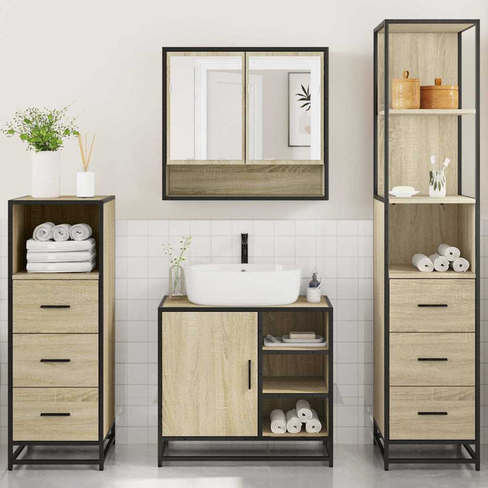 Set de mobilier de baie din 4 piese din lemn de stejar Sonoma - WALTI WALTI