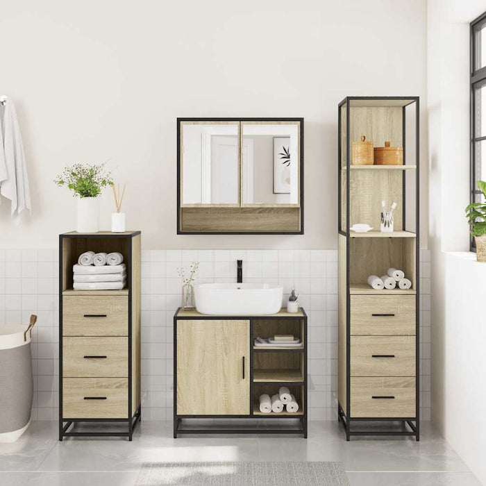 Set de mobilier de baie din 4 piese din lemn de stejar Sonoma - WALTI WALTI