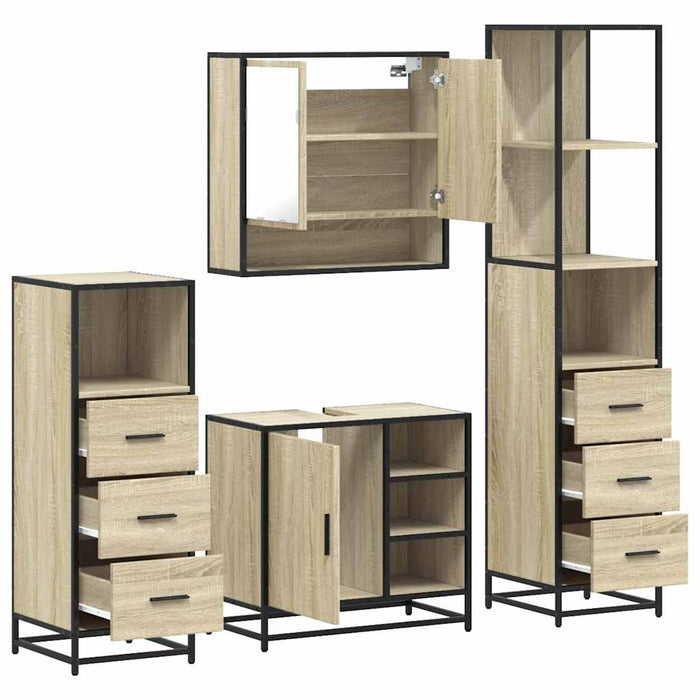 Set de mobilier de baie din 4 piese din lemn de stejar Sonoma - WALTI WALTI