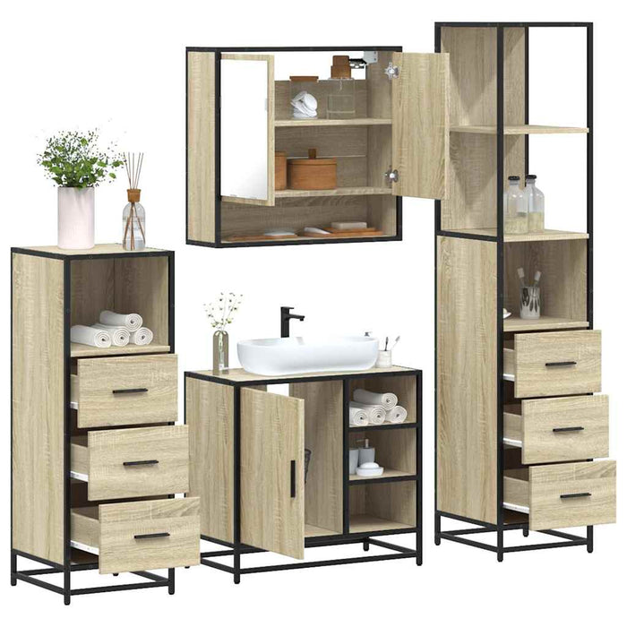 Set de mobilier de baie din 4 piese din lemn de stejar Sonoma - WALTI WALTI