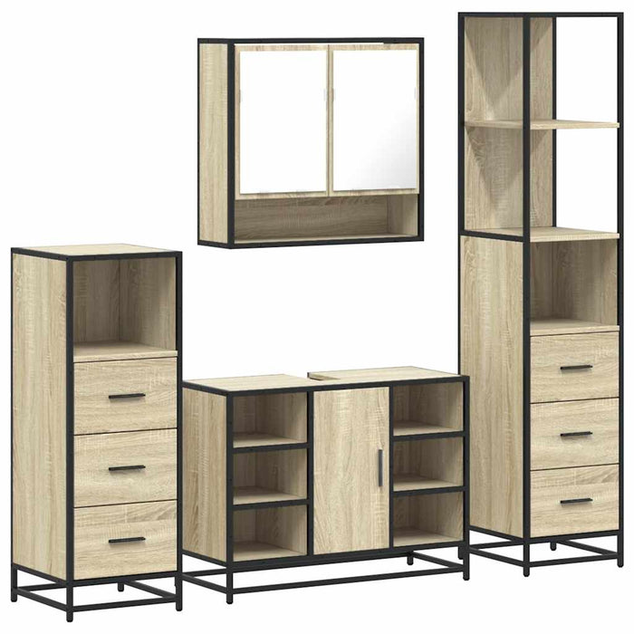 Set de mobilier de baie din 4 piese din lemn de stejar Sonoma - WALTI WALTI