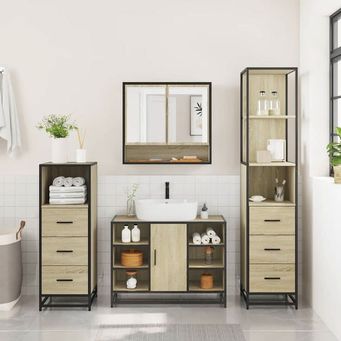 Set de mobilier de baie din 4 piese din lemn de stejar Sonoma - WALTI WALTI