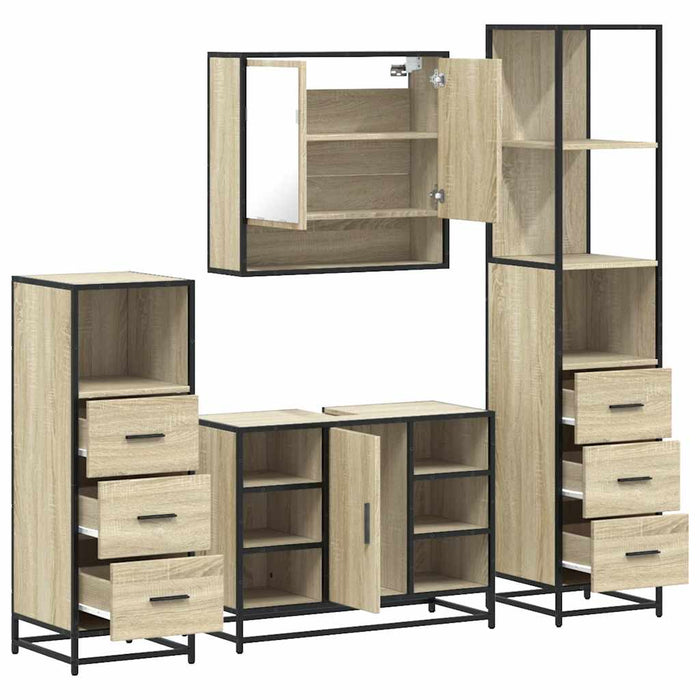 Set de mobilier de baie din 4 piese din lemn de stejar Sonoma - WALTI WALTI