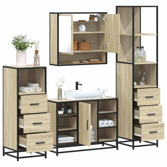 Set de mobilier de baie din 4 piese din lemn de stejar Sonoma - WALTI WALTI