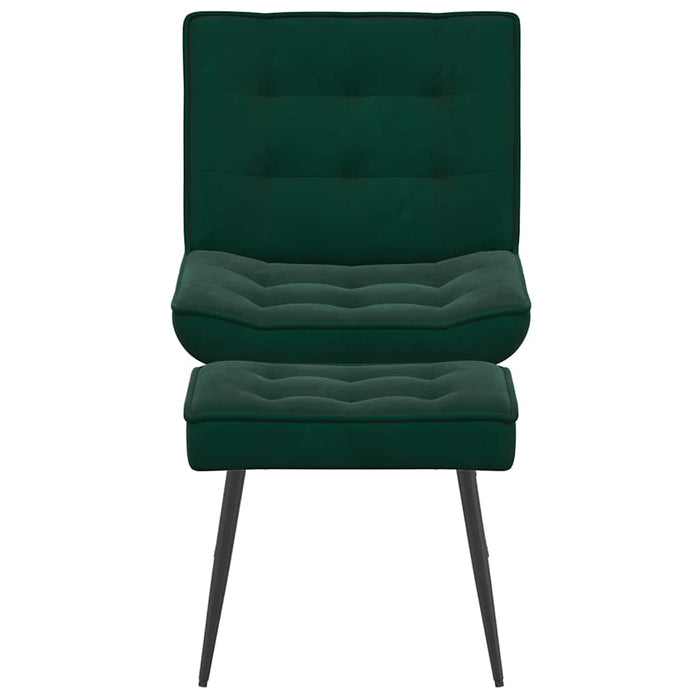 Scaun de relaxare cu taburet, verde închis, catifea - WALTI WALTI
