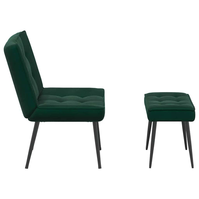 Scaun de relaxare cu taburet, verde închis, catifea - WALTI WALTI
