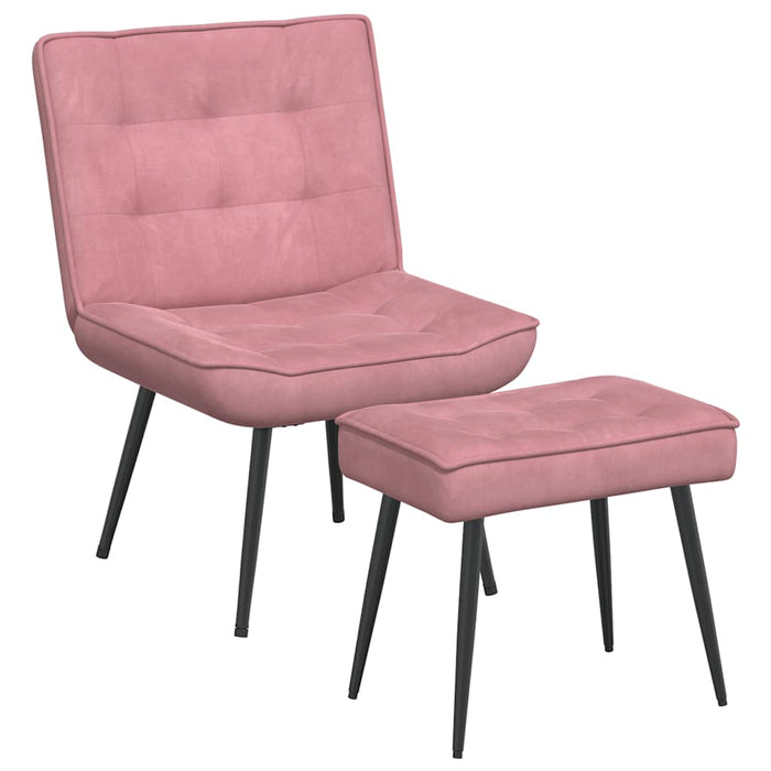 Scaun de relaxare cu taburet, roz, catifea - WALTI WALTI