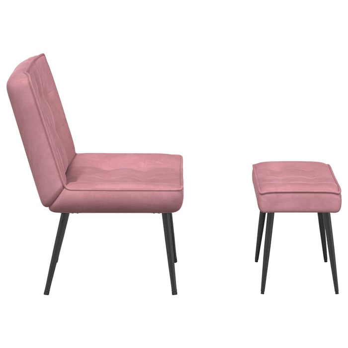 Scaun de relaxare cu taburet, roz, catifea - WALTI WALTI
