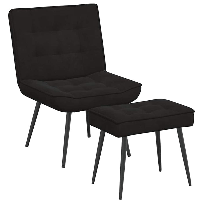 Scaun de relaxare cu taburet, negru, catifea - WALTI WALTI