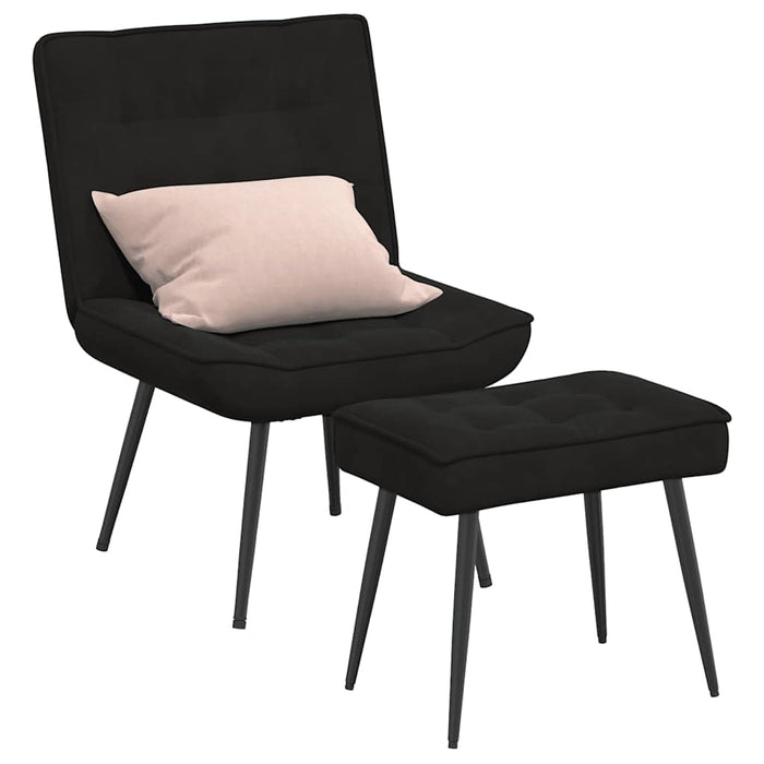 Scaun de relaxare cu taburet, negru, catifea - WALTI WALTI
