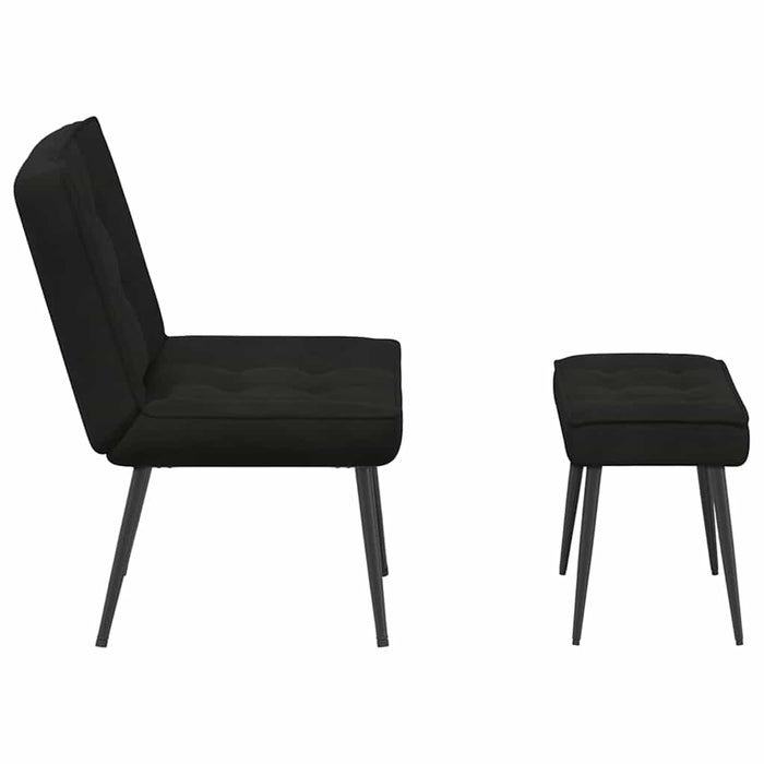 Scaun de relaxare cu taburet, negru, catifea - WALTI WALTI