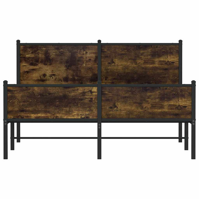 Cadru pat metalic fără saltea, stejar fumuriu, 150x200 cm WALTI