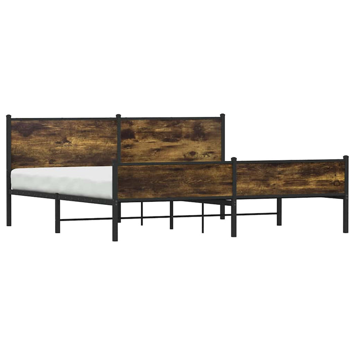 Cadru pat metalic fără saltea, stejar fumuriu, 200x200 cm - WALTI WALTI