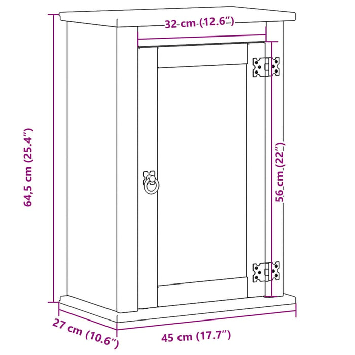 Dulap baie de perete „Corona”, 45x27x64,5 cm, lemn masiv de pin - WALTI WALTI