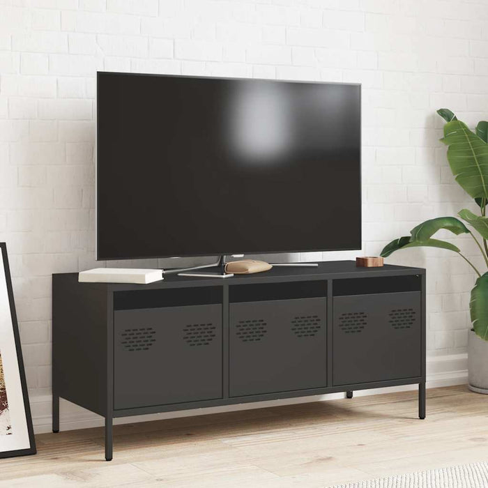 Dulap TV, negru, 101,5x39x43,5 cm, oțel laminat la rece - WALTI WALTI