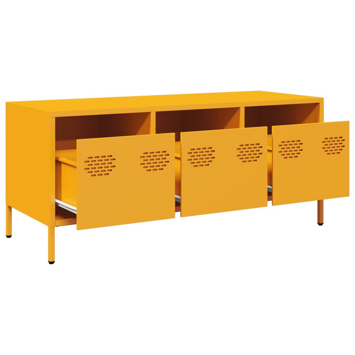 Dulap TV, galben muștar, 101,5x39x43,5 cm, oțel laminat la rece - WALTI WALTI