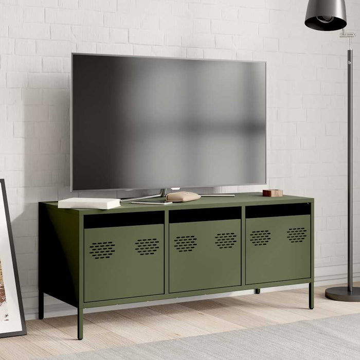 Dulap TV, verde măsliniu, 101,5x39x43,5cm, oțel laminat la rece WALTI