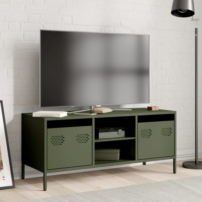 Dulap TV, verde măsliniu, 101,5x39x43,5cm, oțel laminat la rece - WALTI WALTI