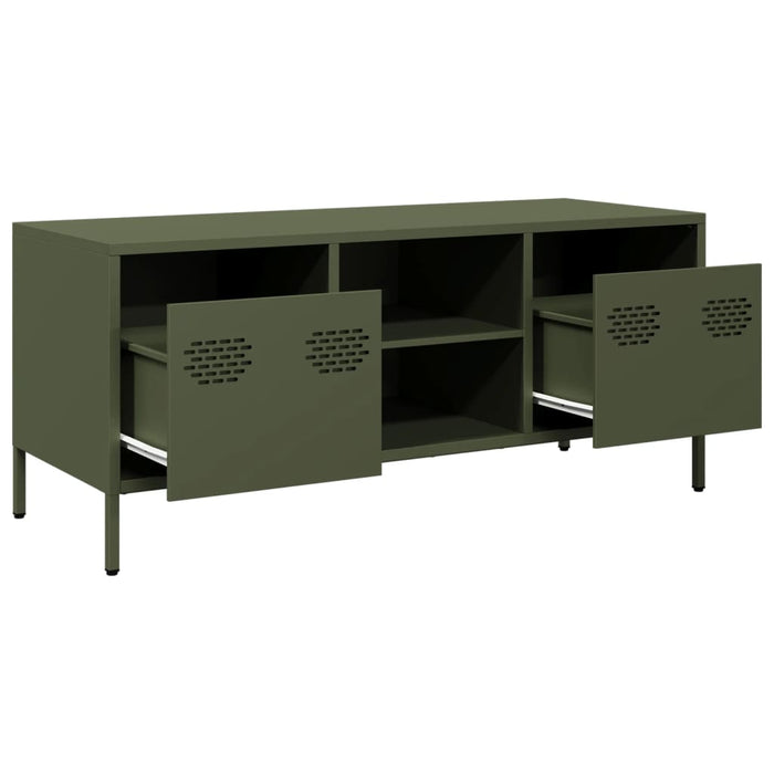Dulap TV, verde măsliniu, 101,5x39x43,5cm, oțel laminat la rece - WALTI WALTI