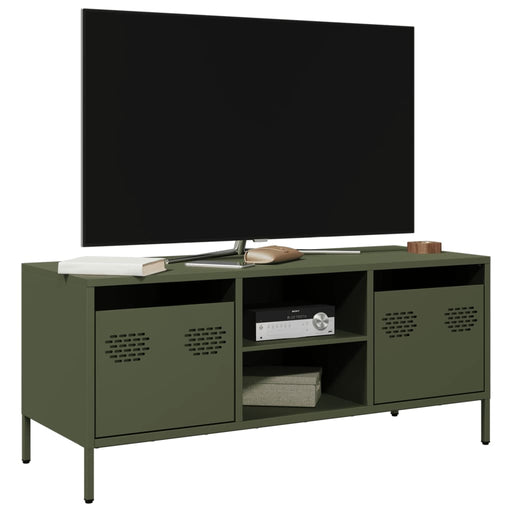 Dulap TV, verde măsliniu, 101,5x39x43,5cm, oțel laminat la rece - WALTI WALTI