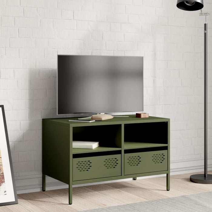 Dulap TV, verde măsliniu, 68x39x43,5 cm, oțel laminat la rece WALTI