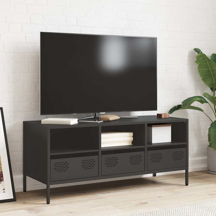 Dulap TV, negru, 101,5x39x43,5 cm, oțel laminat la rece - WALTI WALTI