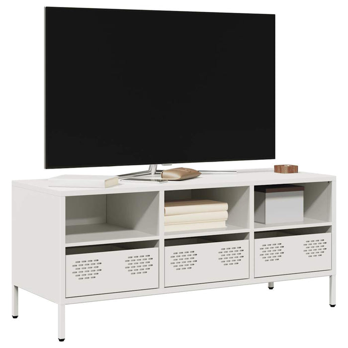 Dulap TV, alb, 101,5x39x43,5 cm, oțel laminat la rece - WALTI WALTI