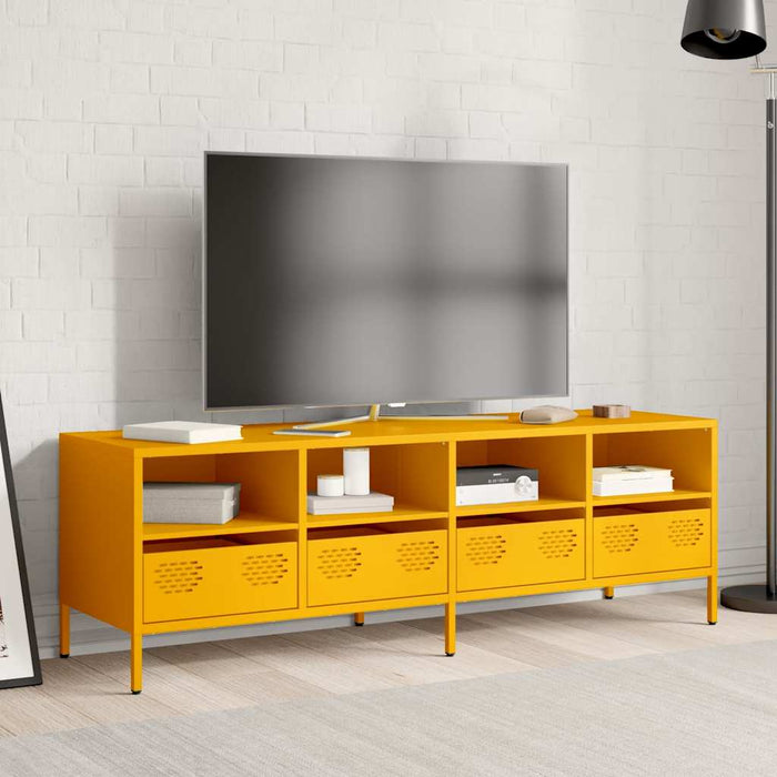 Dulap TV, galben muștar, 135x39x43,5 cm, oțel laminat la rece WALTI
