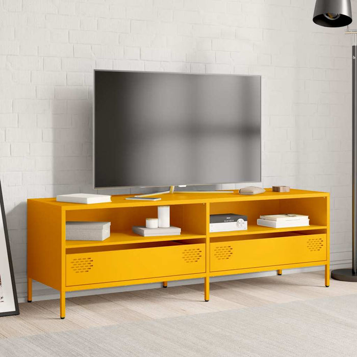 Dulap TV, galben muștar, 135x39x43,5 cm, oțel laminat la rece WALTI