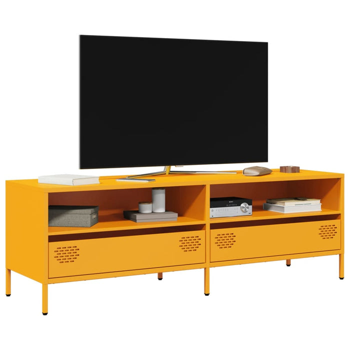Dulap TV, galben muștar, 135x39x43,5 cm, oțel laminat la rece WALTI