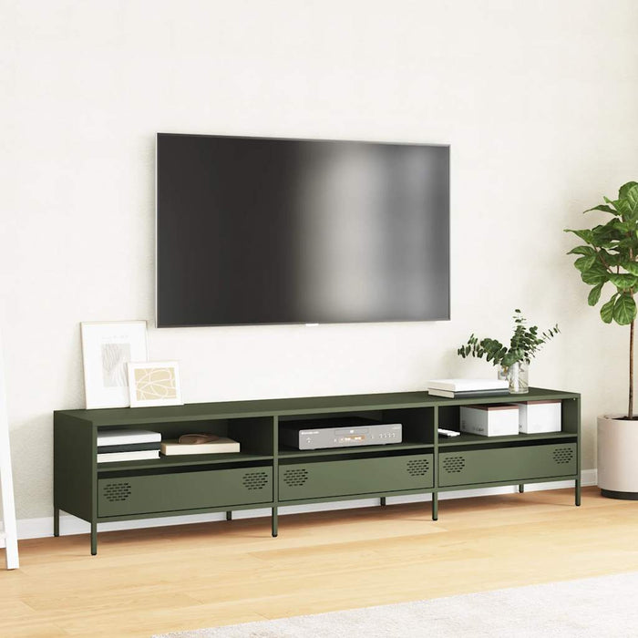 Dulap TV, verde măsliniu, 202x39x43,5 cm, oțel laminat la rece WALTI