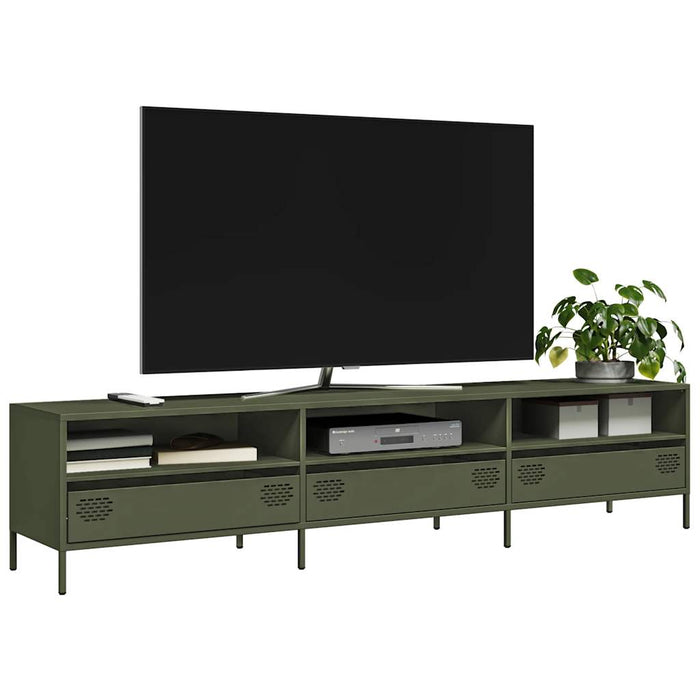 Dulap TV, verde măsliniu, 202x39x43,5 cm, oțel laminat la rece WALTI