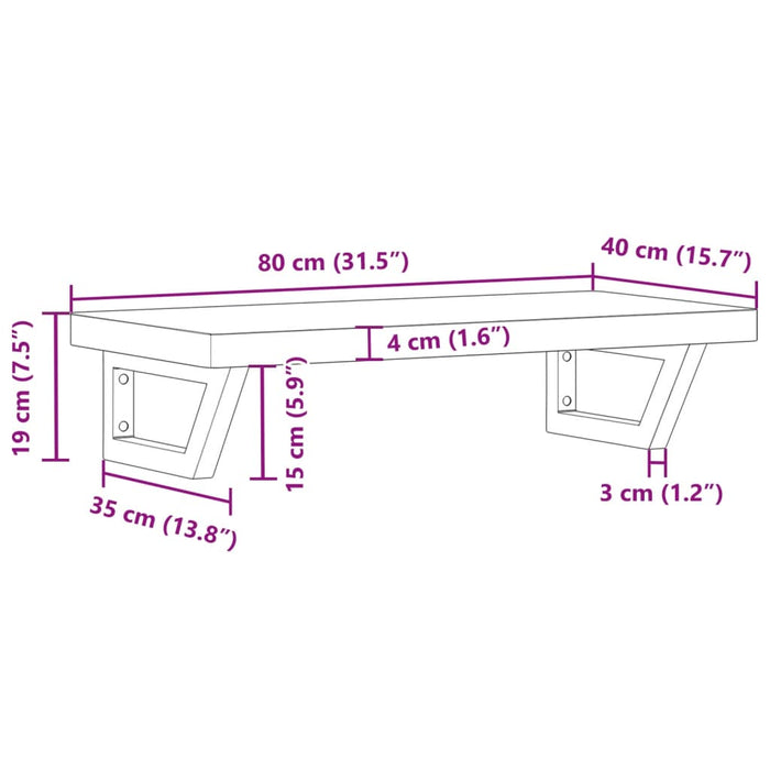 Raft pentru lavoar montat pe perete, oțel și lemn masiv fag - WALTI WALTI