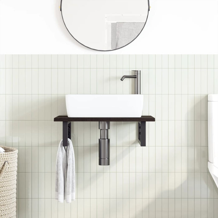 Raft pentru lavoar montat pe perete, oțel și lemn masiv stejar - WALTI WALTI
