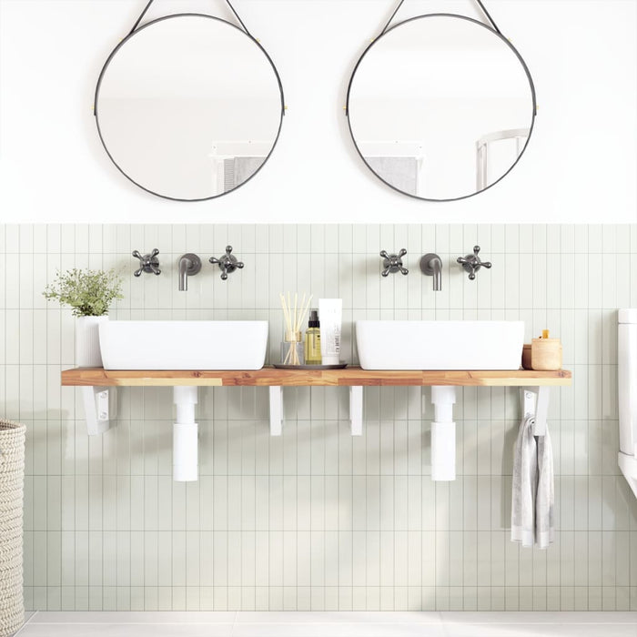 Raft pentru lavoar montat pe perete, oțel și lemn masiv acacia - WALTI WALTI