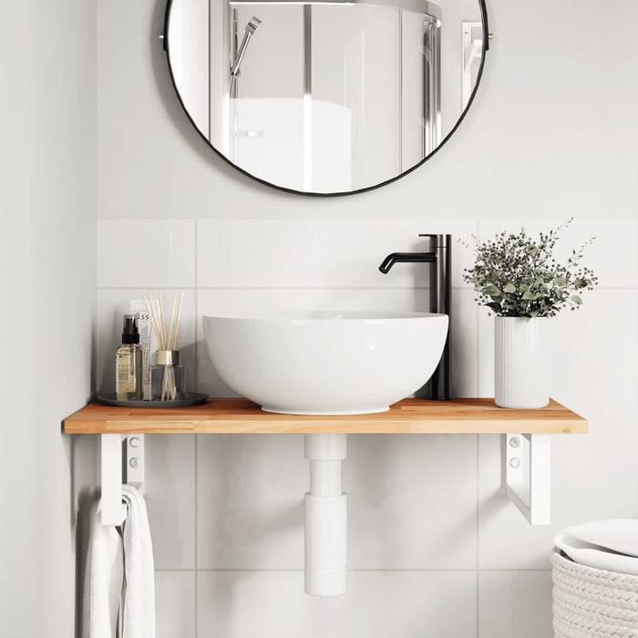Raft pentru lavoar montat pe perete, oțel și lemn masiv acacia - WALTI WALTI