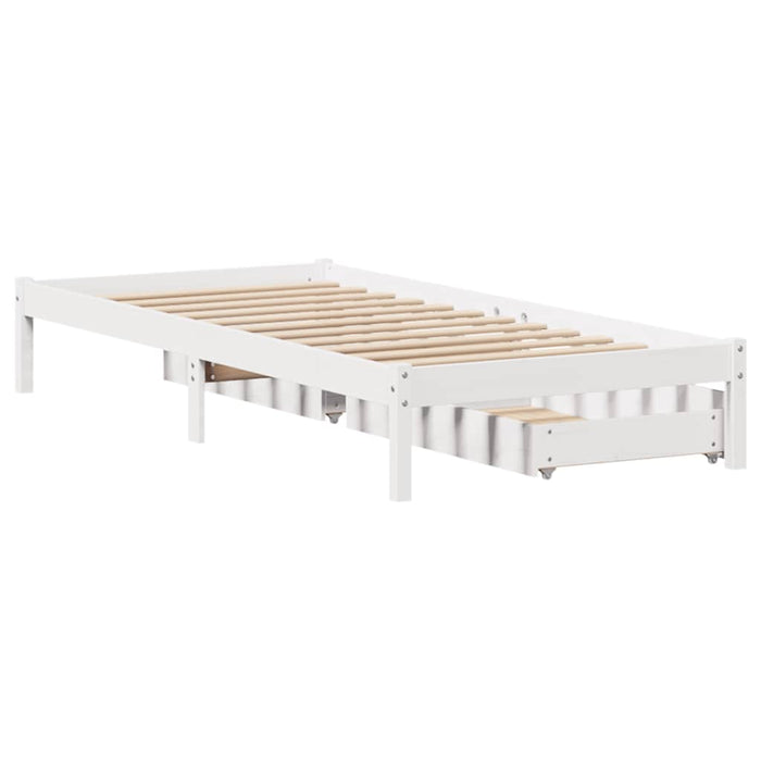 Cadru pat fără saltea, alb, 100x200 cm, lemn masiv pin - WALTI WALTI