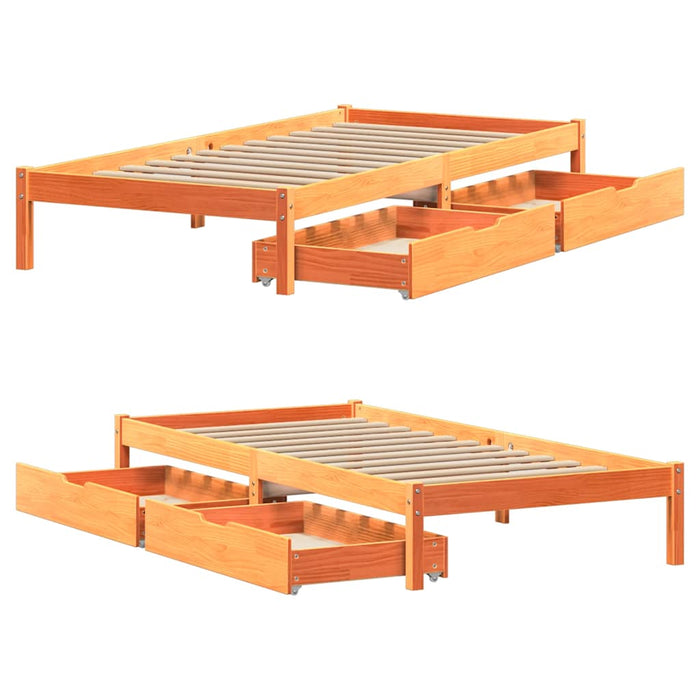 Cadru pat fără saltea, maro ceruit, 75x190 cm, lemn masiv pin - WALTI WALTI