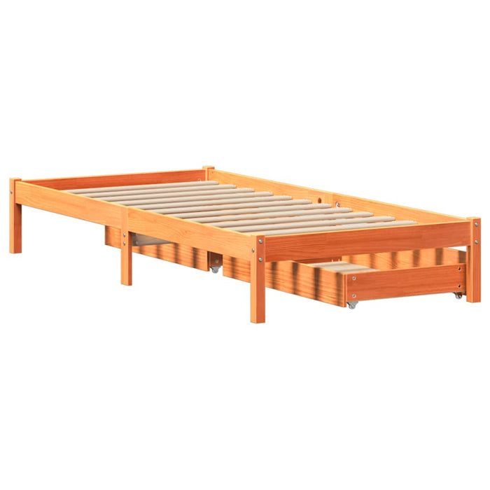 Cadru pat fără saltea, maro ceruit, 90x190 cm, lemn masiv pin - WALTI WALTI