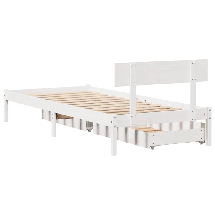 Cadru pat fără saltea, alb, 100x200 cm, lemn masiv pin - WALTI WALTI