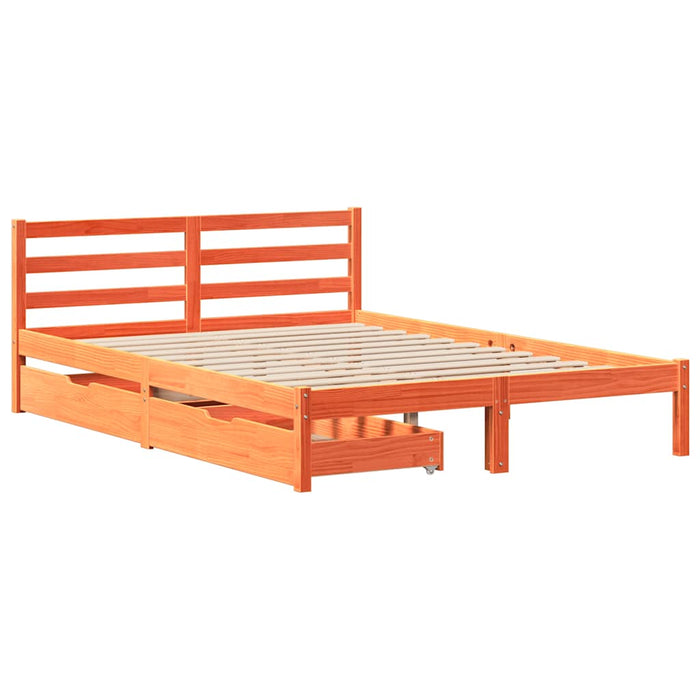 Cadru de pat fără saltea, maro ceruit 150x200 cm lemn masiv pin - WALTI WALTI